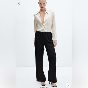 Mango Black Satin Finish Pants